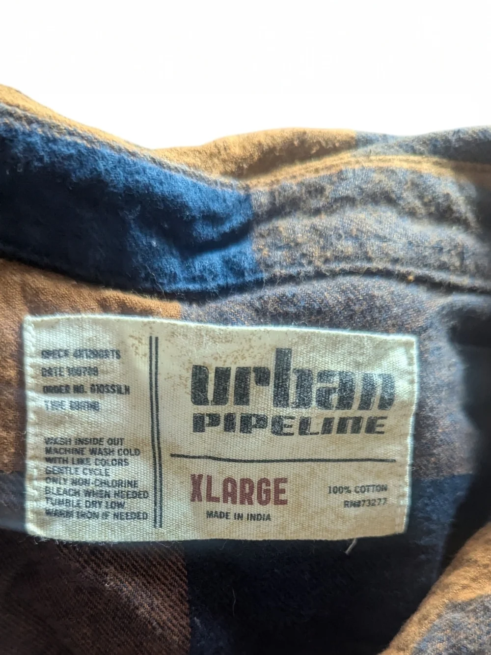 Urban Pipeline Rust Buffalo Plaid Button Up Flannel Shirt Extra Large